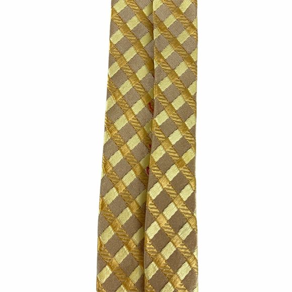 BCBG Attitude Yellow Gold Intersecting Stripes Tie - Picture 9 of 9